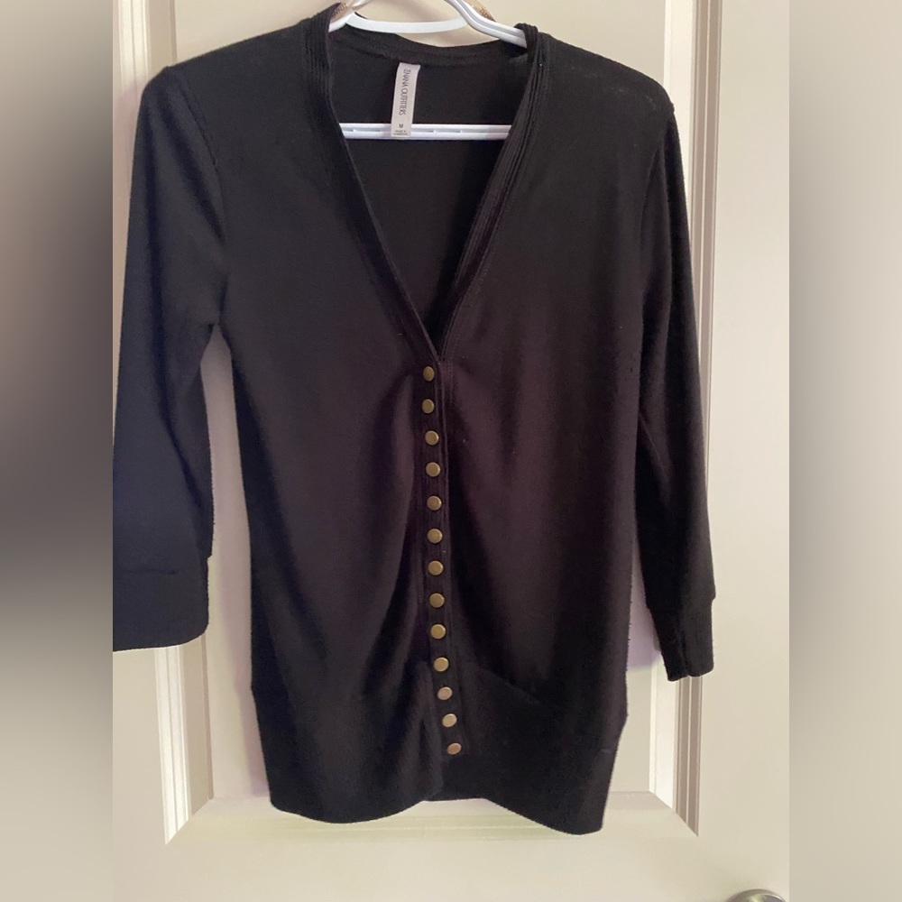 Silver Icing Snap cardian 3/4 sleeve medium black
